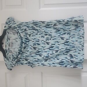 Kasper Women's Aqua and Navy Patterned Blouse